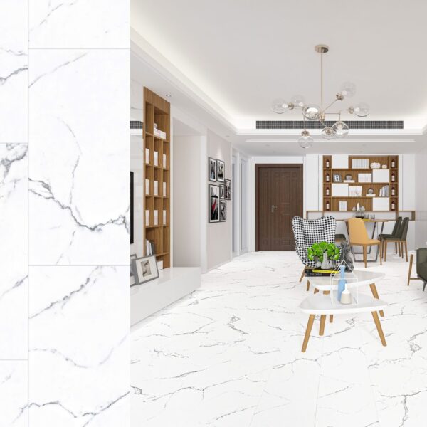 Betonlook PVC vloer marble white wit