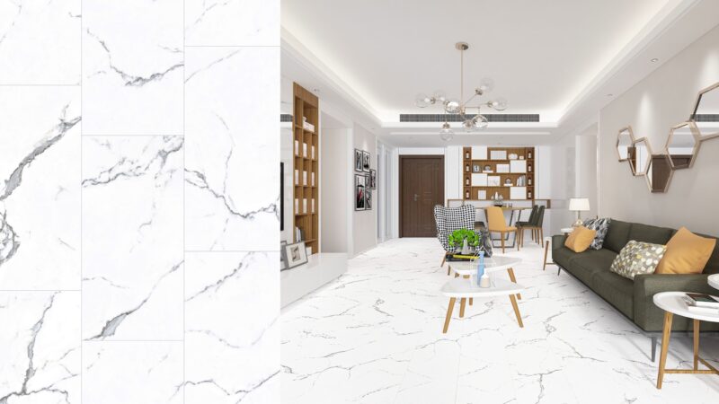 Betonlook PVC vloer marble white wit